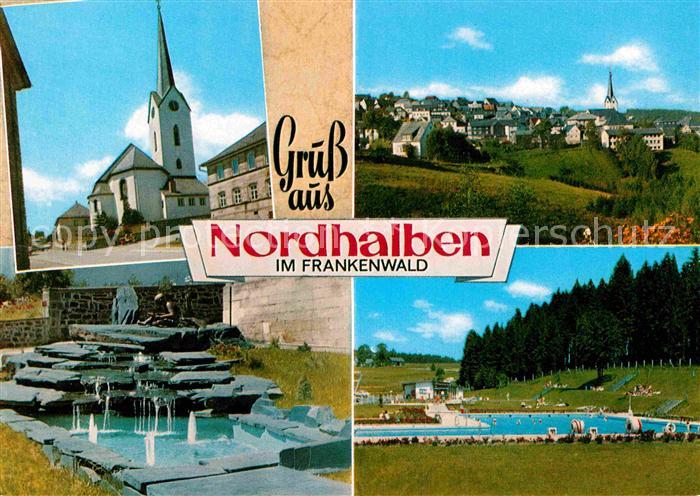 Nordhalben Kirche Schwimmbad Brunnen Panorama