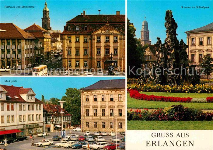 ERLANGEN Bayern Rathaus Marktplatz Brunnen Schlosspark