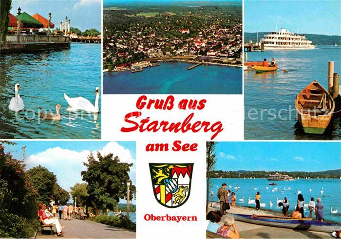 Starnberg Starnbergersee Bayern Panorama Uferpromenade Faehrschiff