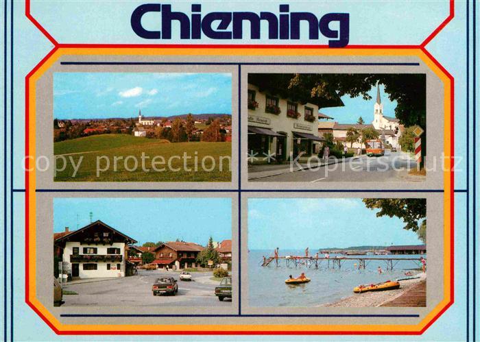Chieming Chiemsee Ortsansicht Strand Panorama