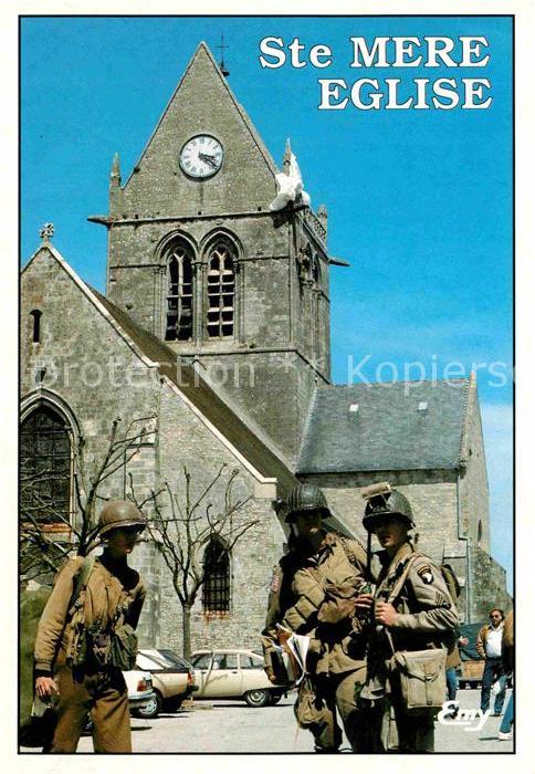 Sainte-Mere-Eglise Commemoration anniversaire du debarquement devant eglise