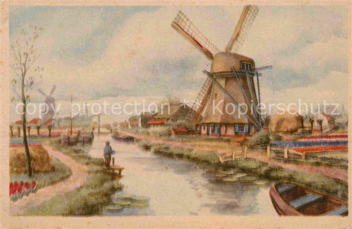 Niederlande Windmuehle Kuenstlerkarte