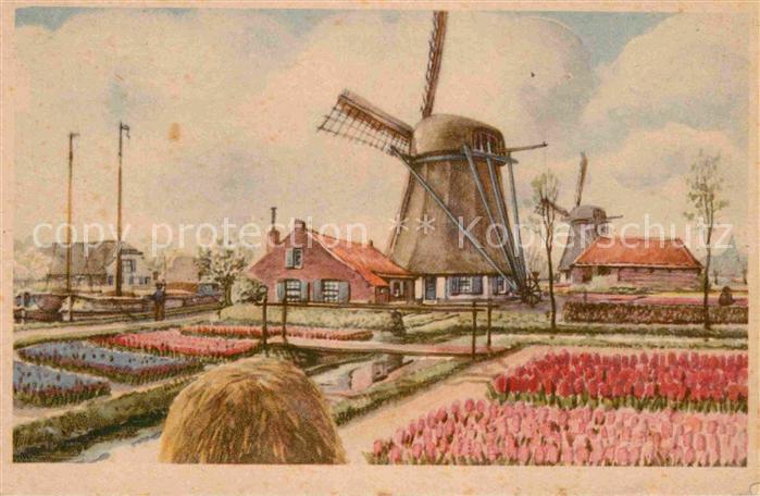 Niederlande Windmuehle Kuenstlerkarte