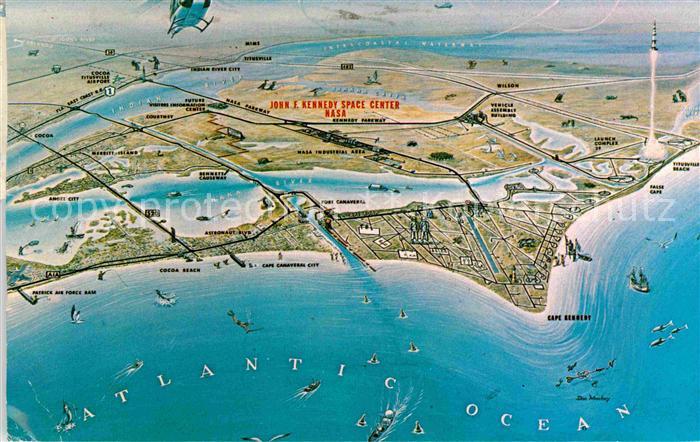Cape Kennedy Landkarte NASA John F. Kennedy Space-Center