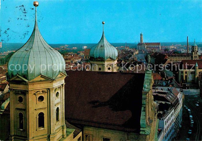 Augsburg Blick vom Perlachturm auf Rathaus und St. Ulrich