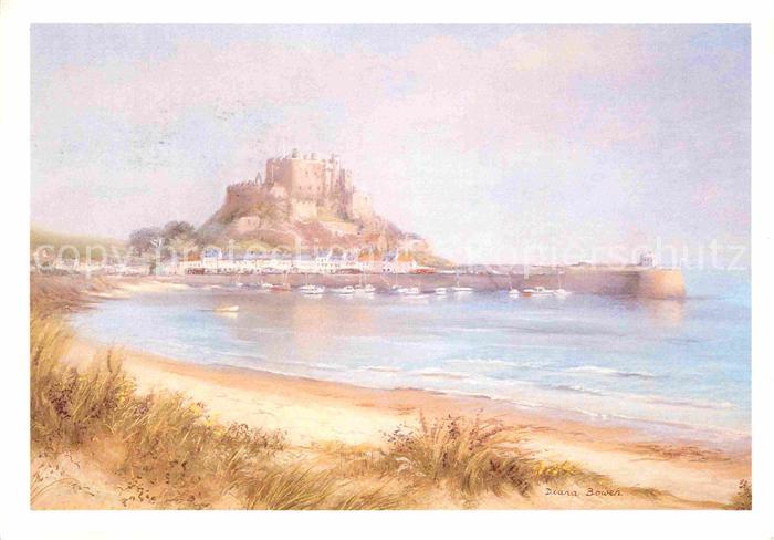 Jersey Kanalinsel Gorey Castle Kuenstlerkarte by Diana Bowen