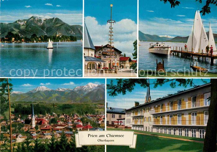 Prien Chiemsee Segelboote Marktplatz Maibaum Panorama