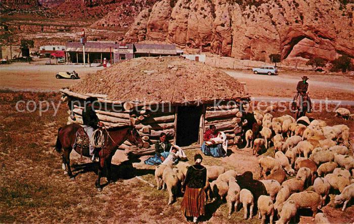 Indianer Native American Navajo Family Sheep Hogan