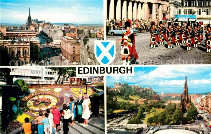 Edinburgh Scotland Royal Mile from St Giles Cathedral Pipes and Drums Floral Clo