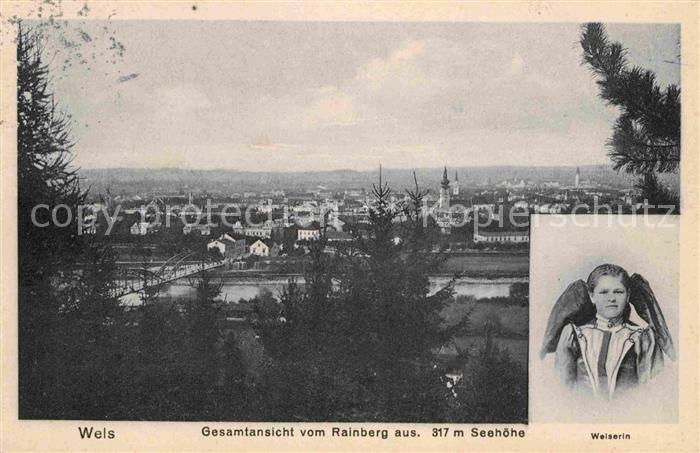 Wels Gesamtansicht vom Rainberg aus Welserin Trachten