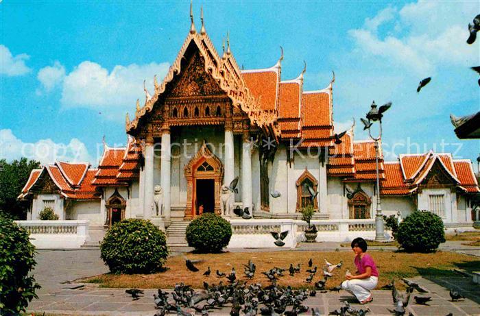 Bangkok Wat Benchamabophitr Marble Temple Taubenfuetterung