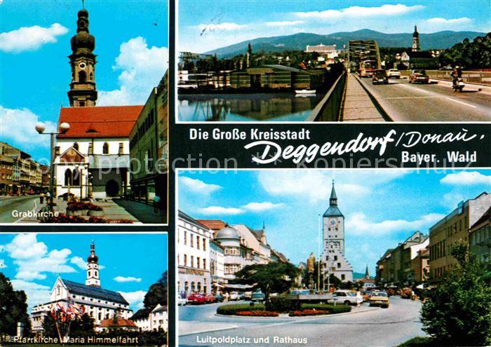 Deggendorf Donau Grabkirche Bruecke Pfarrkirche Maria Himmelfahrt Luitpoldplatz