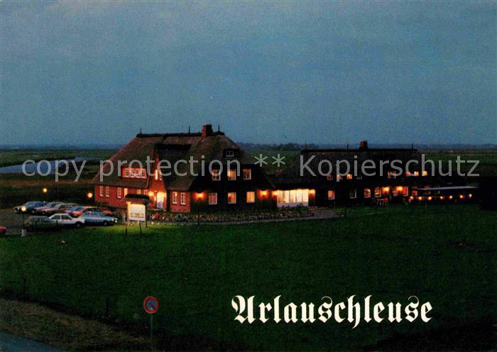 Hattstedtermarsch Hotel Restaurant Arlauschleuse Nachtaufnahme