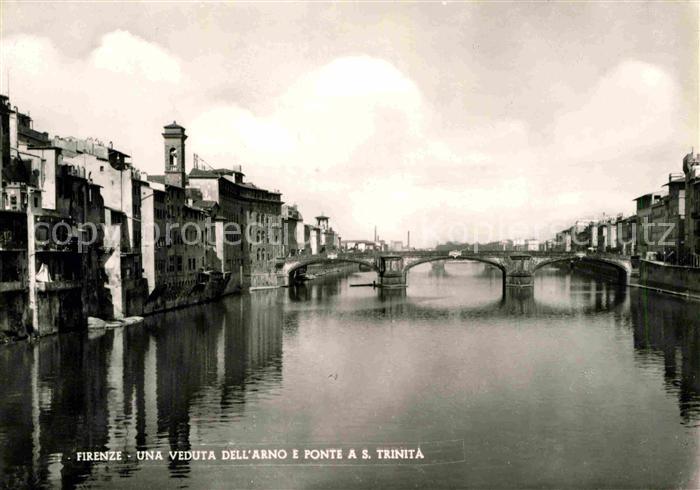 Firenze Florenz Veduta dell Arno e Ponte a S Trinita
