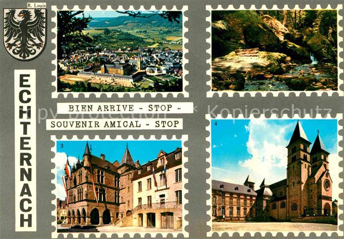 Echternach Panorama Hallenbach Denzelt Hotel de Ville Basilique