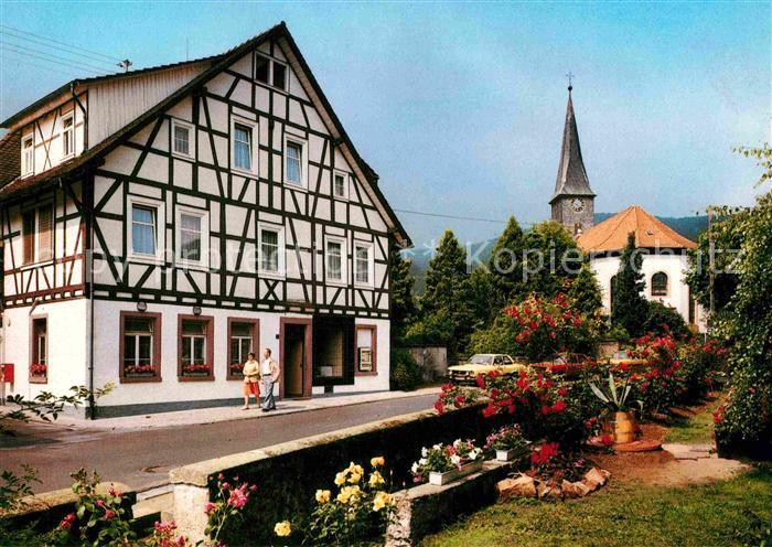 Schlierbach Lindenfels Odenwald Gaestehaus Tannenhof Fachwerkhaus Kirche