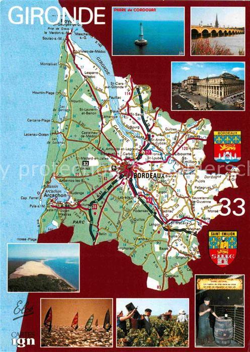 Bordeaux und Umgebung Landkarte