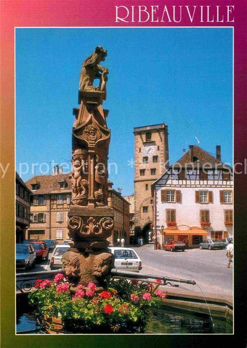 Ribeauville Haut Rhin Elsass Tour des Bouchers Fontaine Metzgerturm Brunnen