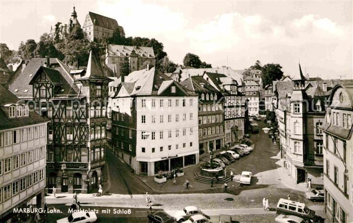 Marburg Lahn Marktplatz mit Schloss