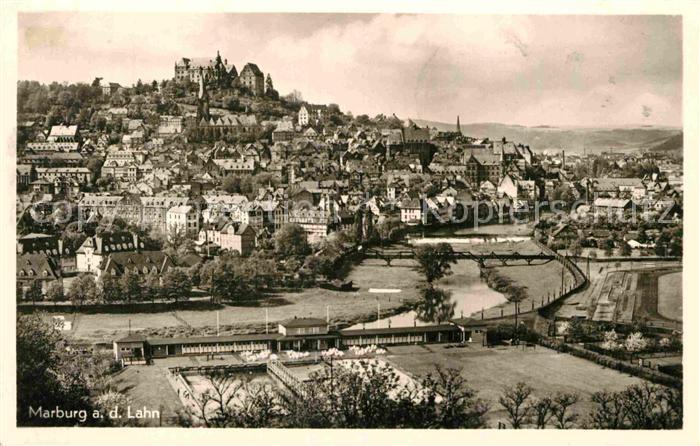 Marburg Lahn Stadtblick mit Schloss