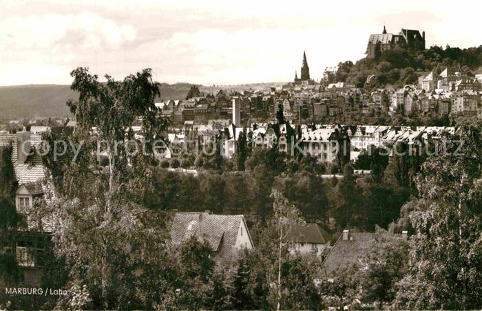 Marburg Lahn Teilansicht mit Schloss