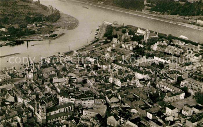 Koblenz Rhein Zusammenfluss mit Mosel Fliegeraufnahme