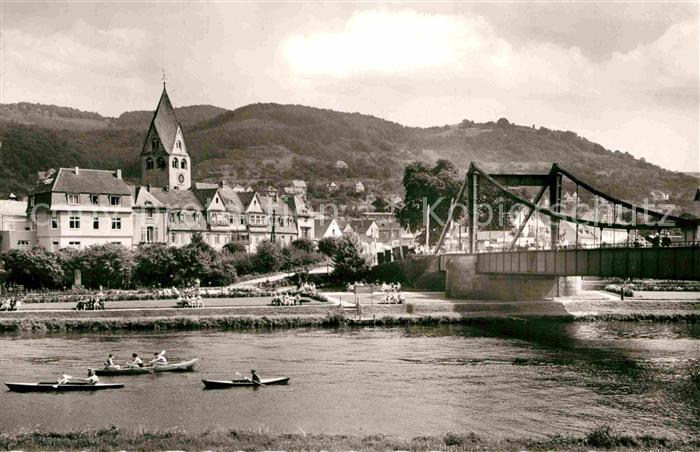 Bad Nassau Lahnpartie Bruecke Kirche