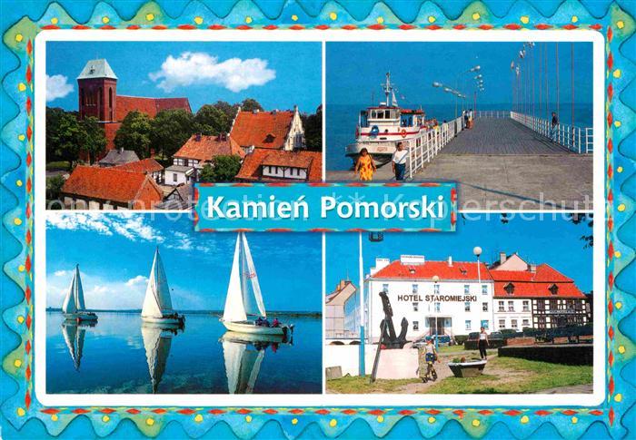 Kamien Pomorski Kirche Pier Segelboote Hotel Staromiejski
