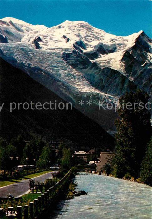 Chamonix Arve le Mont Blanc le glacier des Bossons le dome et l'aiguille du Gout