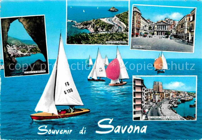 Savona Liguria Grotta di Bergeggi Isolotto Teatro Chiabrera Via Aurelia Porto e