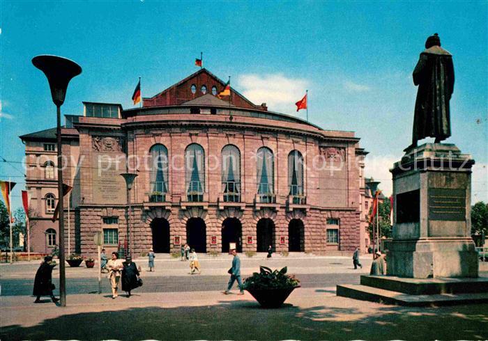 Mainz Rhein Stadttheater mit Gutenberg Denkmal