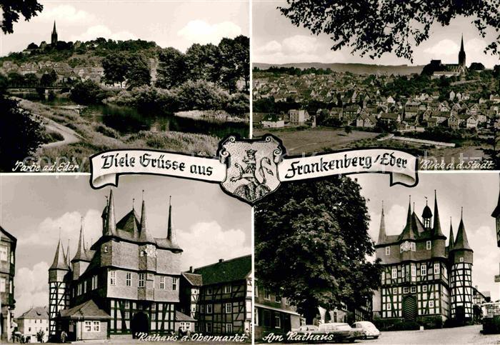 Frankenberg Eder Partie an der Eder Stadtblick Rathaus Obermarkt Am Rathaus