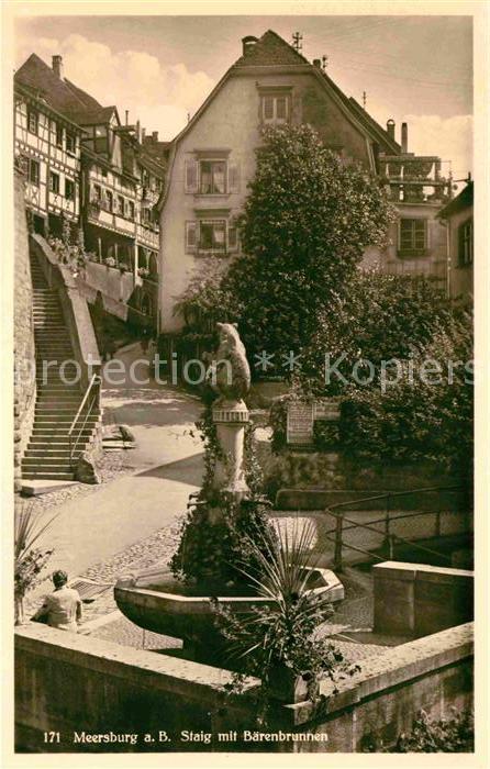 Meersburg Bodensee Staig mit Baerenbrunnen