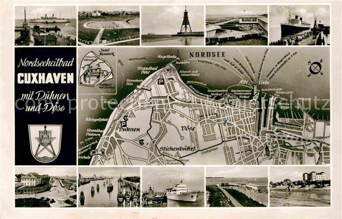 Cuxhaven Duhnen Nordseebad Landkarte Hafen Anlegestelle Strand