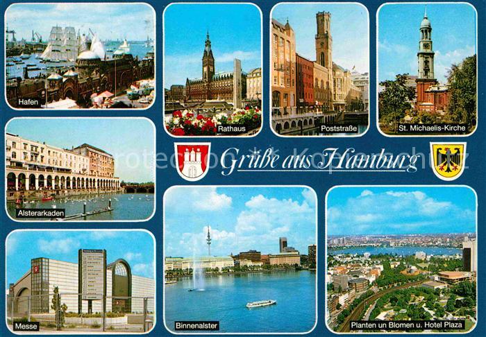 HAMBURG  CITY Hafen Alsterarkaden Messe Binnenalster Poststrasse Rathaus