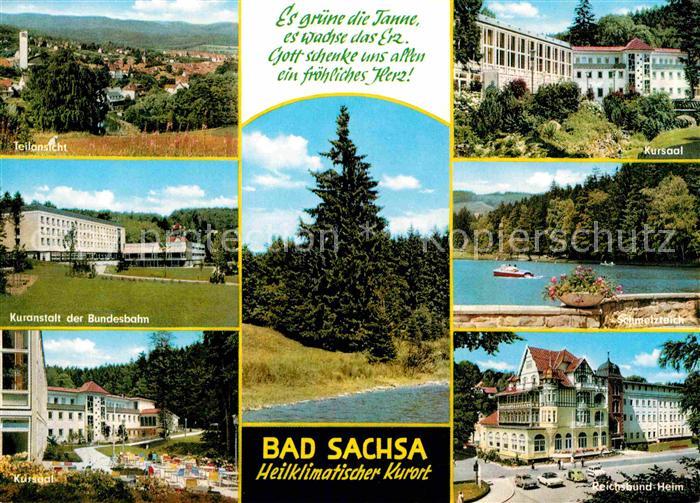 Bad Sachsa Harz Teilansicht Kuranstalt Kurgarten Kursaal Schmelzteich