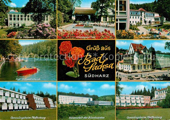 Bad Sachsa Harz Kurpark Schmelzteich Genesungsheim Pfaffenberg Kursaal Musikpavi