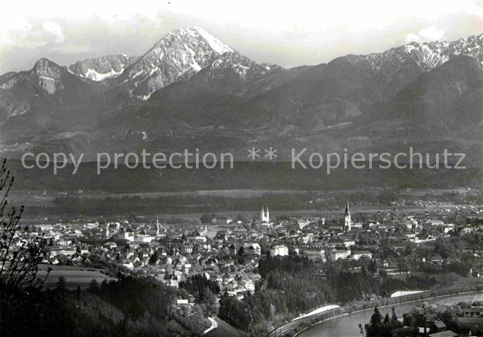 Villach Kaernten Draustadt Fliegeraufnahme mit Mittagskogel