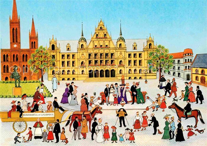 Wiesbaden Marktplatz Kuenstlerkarte H. Pfeiffer