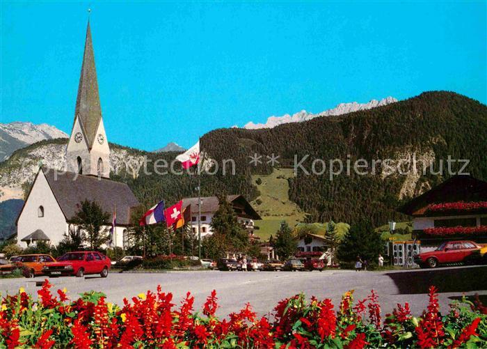 Hinterthiersee Kirchenpartie mit Kaisergebirge