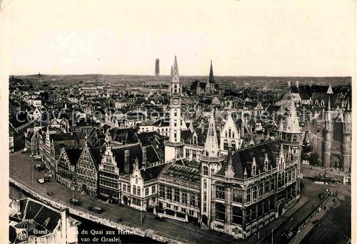 Gand Belgien Panorama du Quai aux Herbes vue aerienne