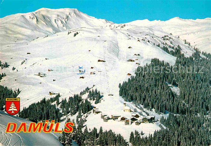 Damuels Vorarlberg Winterpanorama Wintersportplatz Bregenzerwald Fliegeraufnahme