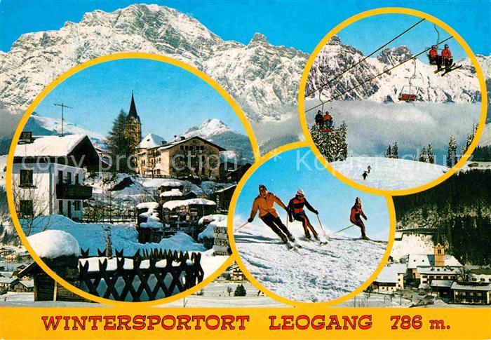 Leogang Wintersportort Alpen Skifahrer Sessellift