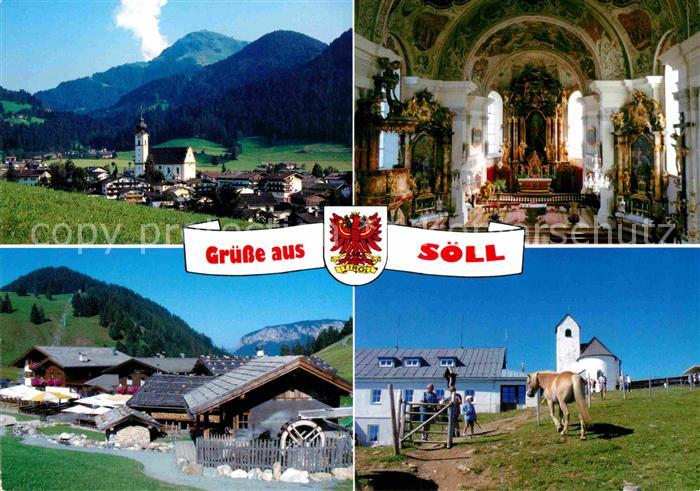 Soell Tirol Teilansichten Kirche Innenansicht Haflinger Pferde