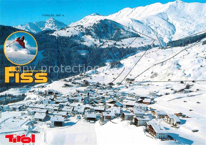 Fiss Tirol Panorama Wintersportplatz Alpen Fliegeraufnahme