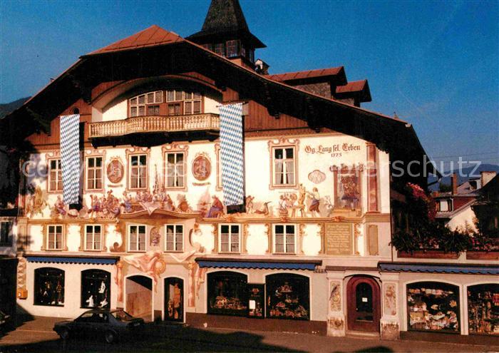 OBERAMMERGAU Bayern Stammhaus des Schnitzerei Verlages Lang sel. Erben Fassadenm