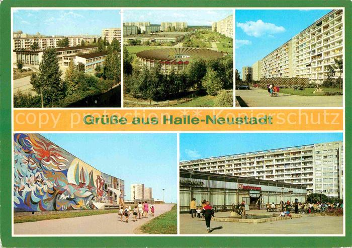 Neustadt Halle Polytechn Oberschule Kindergarten Buratino Wohnblock Schwimmhalle