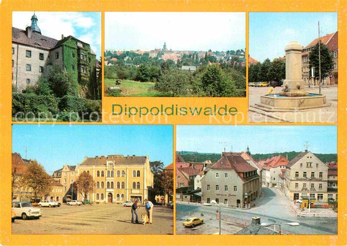 Dippoldiswalde Osterzgebirge Schloss Panorama Brunnen Platz der Jugend