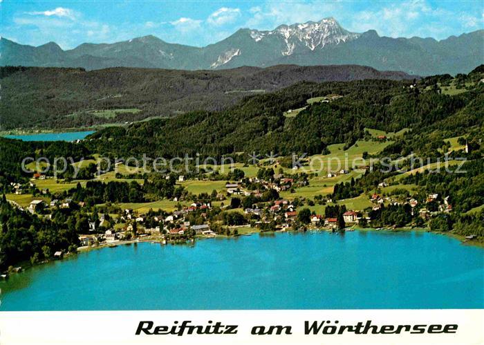 Reifnitz Woerthersee mit Mittagskogel Karawanken Fliegeraufnahme