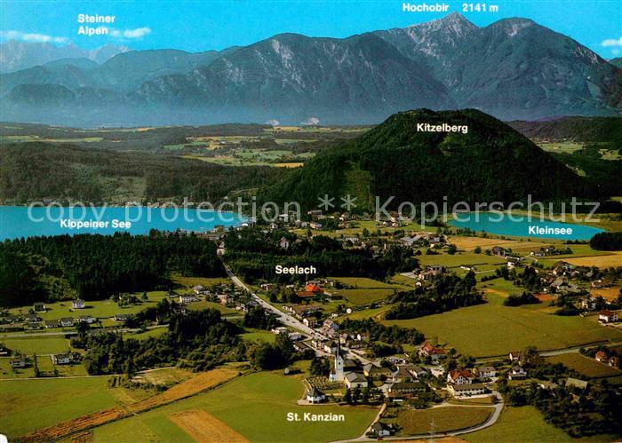 St Kanzian Klopeiner See mit Hochobir und Steiner Alpen Fliegeraufnahme